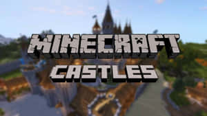 Minecraft城堡，方塊狀塔樓和石牆，清澈藍天下。 — 城堡動畫 壁紙