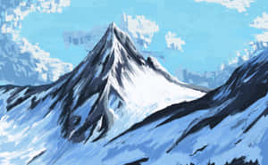 藍天白雲下的雪山峰頂 — 酷寒冬季 壁紙
