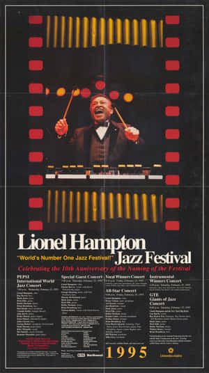 1995年復古Lionel Hampton爵士音樂節海報，包含表演者和活動詳情。 — 強尼·布拉沃 壁紙