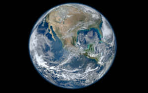 從太空看到的地球，北美洲和海洋清晰可見。 — 美學大理石 壁紙