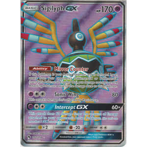 Sigilyph GX寶可夢卡，具有鏡像反擊能力和音波翅膀攻擊。 — Pokémon 手機 壁紙