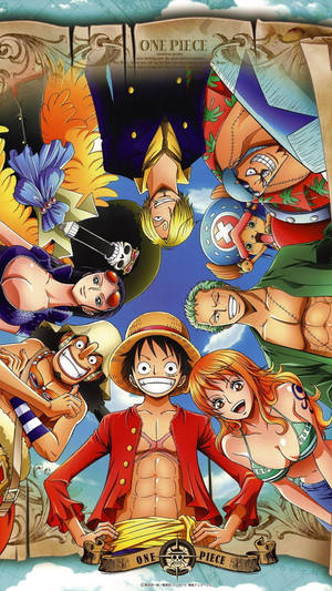 來自《One Piece》的草帽海賊團在動態動漫插圖中。