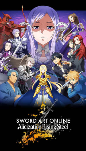 來自《刀劍神域 Alicization Rising Steel》的動漫角色在奇幻場景中手持劍。 — 華為Pura X View 壁紙