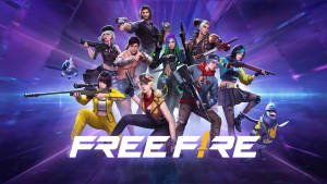 Free Fire遊戲角色在發光紫色背景下的戰鬥姿勢。 — Free Fire 嘻哈套裝 壁紙