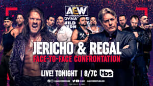 摔角手 Jericho 和 Regal 在 AEW Dynamite 的宣傳海報中對峙。 — 運動 壁紙
