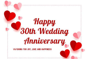 結婚30週年快樂賀卡，帶有紅色心形和慶祝文字。 — 紅色愛心 壁紙