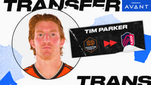 Tim Parker足球員轉會圖像，附有球隊標誌和粗體文字。 — 運動 壁紙