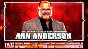 Arn Anderson 見面會活動的宣傳海報，附有活動詳情。 — 摔角 壁紙
