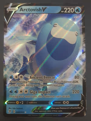 Arctovish V 的全息 Pokémon 卡，冰藍色和白色設計。 — 寶可夢傳說 阿爾宙斯 壁紙