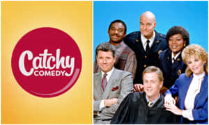 六位穿著1980年代服裝的演員為「Catchy Comedy」電視節目宣傳擺姿勢。 — 大笑 壁紙
