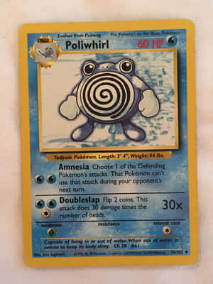 復古寶可夢卡， featuring Poliwirl，帶有螺旋身體和遊戲統計數據。 — 寶可夢 剑 盾 壁紙