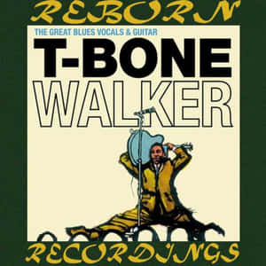 T-Bone Walker《Reborn》的復古專輯封面， featuring 一位穿著黃色西裝的吉他手。 — 音樂 壁紙
