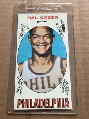 復古 Hal Greer 費城籃球卡，帶有插圖動作姿勢。 — 運動 壁紙