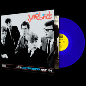 藍色黑膠唱片，帶有1964年7月Yardbirds現場專輯封面。 — 音樂 壁紙