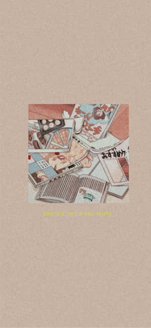 一張漫畫面板和書籍的拼貼畫，並附有短語「你不是一個悲傷的故事」。 — Galaxy A15 壁紙