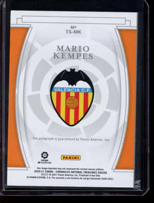 Mario Kempes 的足球交換卡，帶有瓦倫西亞 C.F. 標誌和 Panini 品牌。 — 運動 壁紙