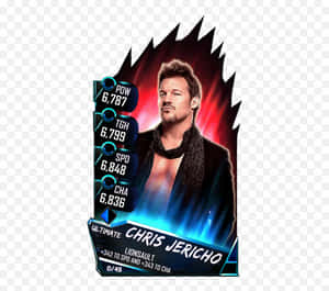 數位遊戲卡上的摔角手Chris Jericho，附有數值和特殊招式。 — 摔角 壁紙