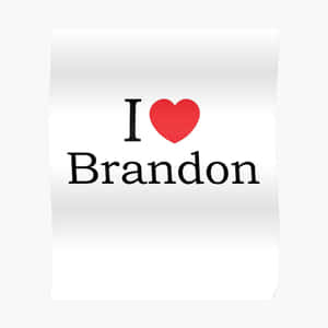 海報上以黑色和紅色印有 I love Brandon 文字，背景為白色 — 紅色愛心 壁紙