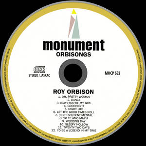 Roy Orbison專輯《Monument》的光碟標籤，附有曲目列表和標誌。 — 音樂 壁紙