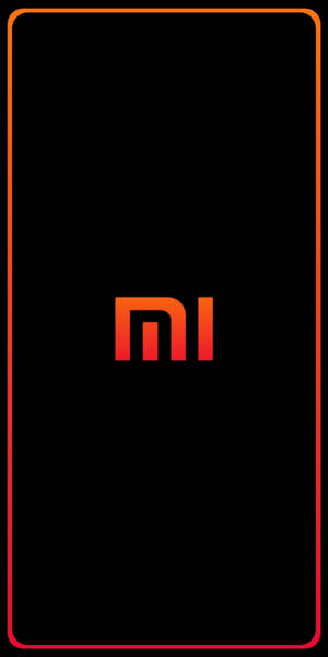 黑色背景上帶有橙紅色漸變邊框的小米標誌 — Xiaomi 壁紙