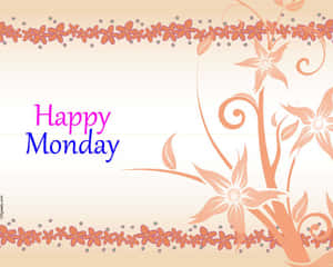 帶有花卉邊框和柔和漸變背景的Happy Monday問候。 — 快樂星期一 壁紙