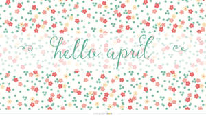 帶有花卉圖案背景的hello april問候。 — 春天花朵 壁紙