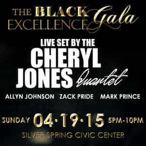 Cheryl Jones Quartet 在 Silver Spring Civic Center 演出的黑金晚會海報。 — 黑人女性 壁紙