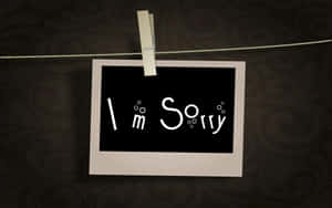 一張帶有 'I'm Sorry' 文字的照片，用衣夾掛在電線上。 — 拍立得 壁紙