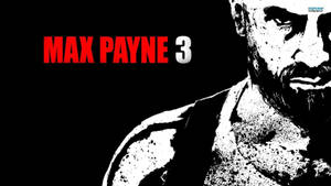 Max Payne 3 遊戲標題，帶有黑白風格化的角色肖像和紅色文字。 — 史都伊·格里芬 壁紙
