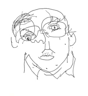 一張抽象線條畫，描繪了一個帶有強烈眼神的扭曲人臉。 — 臉 壁紙