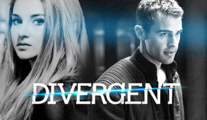 《分歧者》電影海報，以黑暗未來場景為背景， featuring 兩名主角。 — 分歧者 壁紙