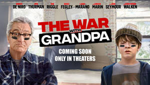 電影《The War with Grandpa》的海報， featuring 勞勃·狄尼洛和一個塗著黑色眼妝的年輕男孩。 — 休·傑克曼 壁紙