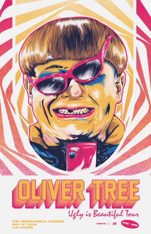 Oliver Tree 演唱會海報，色彩大膽，幾何設計。 — 榮耀MagicPad4 壁紙