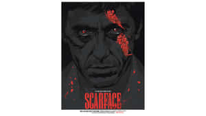 Scarface電影海報，男人的臉上佈滿鮮血和微小人物。 — 疤面煞星 壁紙