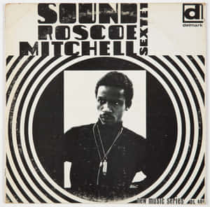 Roscoe Mitchell 的黑白肖像，在爵士專輯封面上被同心圓框住。 — 美學圖案動畫 壁紙
