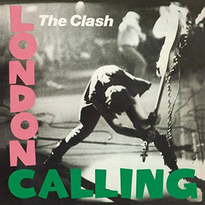 龐克樂團 The Clash 在舞台上表演，帶有粗體粉紅色和綠色文字。 — 岩石 壁紙