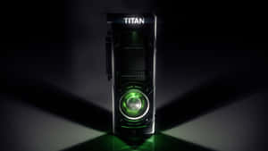 在深色工作室環境中帶有綠色燈光的Nvidia Titan顯示卡 — 酷炫遊戲 壁紙