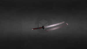 傳統日本武士刀，紅色刀柄和刀鞘，深灰色背景。 — 寶可夢 剑 盾 壁紙