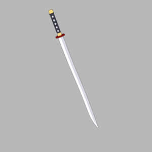 動漫風格武士刀，銀色刀身，圖案刀柄，灰色背景 — 犬夜叉 壁紙