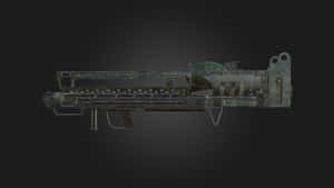 深色背景上的鏽蝕軍用機槍 — 異塵餘生 GIF 壁紙