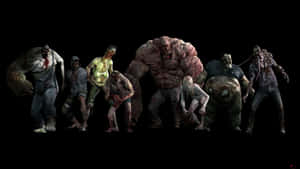 一排怪誕、腐朽的殭屍在黑暗環境中。 — 自殺突擊隊 壁紙