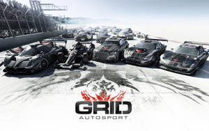 賽車在賽道上排列，帶有GRID Autosport標誌。 — 賽車計畫 壁紙