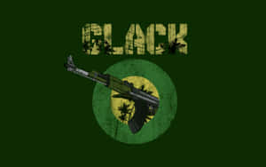 圖形設計，AK-47步槍位於棕櫚樹徽章上方，帶有「BLACK」字樣。 — Steam Deck 壁紙