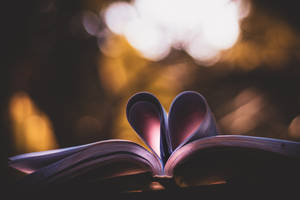 一本心形的書，背景有金色燈光。 — 心碎 壁紙