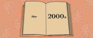 打開的書，標有「the 2000s」，背景有復古時鐘。 — 高清 壁紙