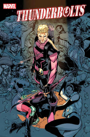 Marvel Thunderbolts 漫畫封面，中央弓箭手及周圍團隊成員。 — POCO Pad 壁紙