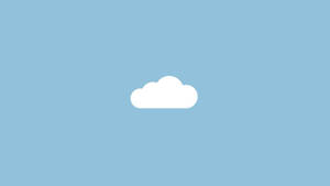 一朵白雲位於淺藍色天空中央。 — 藍色美學電腦 壁紙