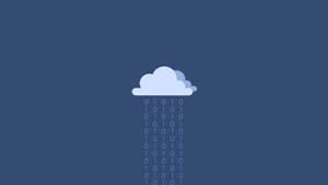 雲朵在藍色背景上下二進位數字雨 — 程式設計 壁紙