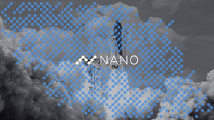 太空梭發射，帶有藍色圓點疊加和NANO文字。 — 區塊鏈 壁紙