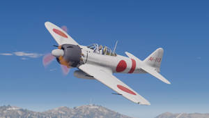白色日本戰鬥機帶有紅色圓圈，在藍天下飛越雪山。 — 珍珠港 壁紙